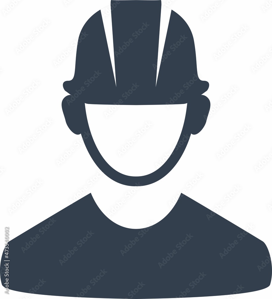 Builder Worker engineer man Avatar Icon line Art