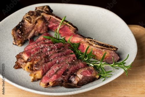 Obraz na plátne Beef T-bone steak on the plate
