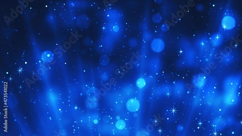 Abstract Blue Bokeh and Stars Festive Background- Loopable 