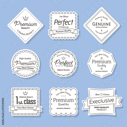 縁の付いたシンプルなラベルのセット。モダンでかわいいタグ。タイトルや見出しのフレームにも最適です。