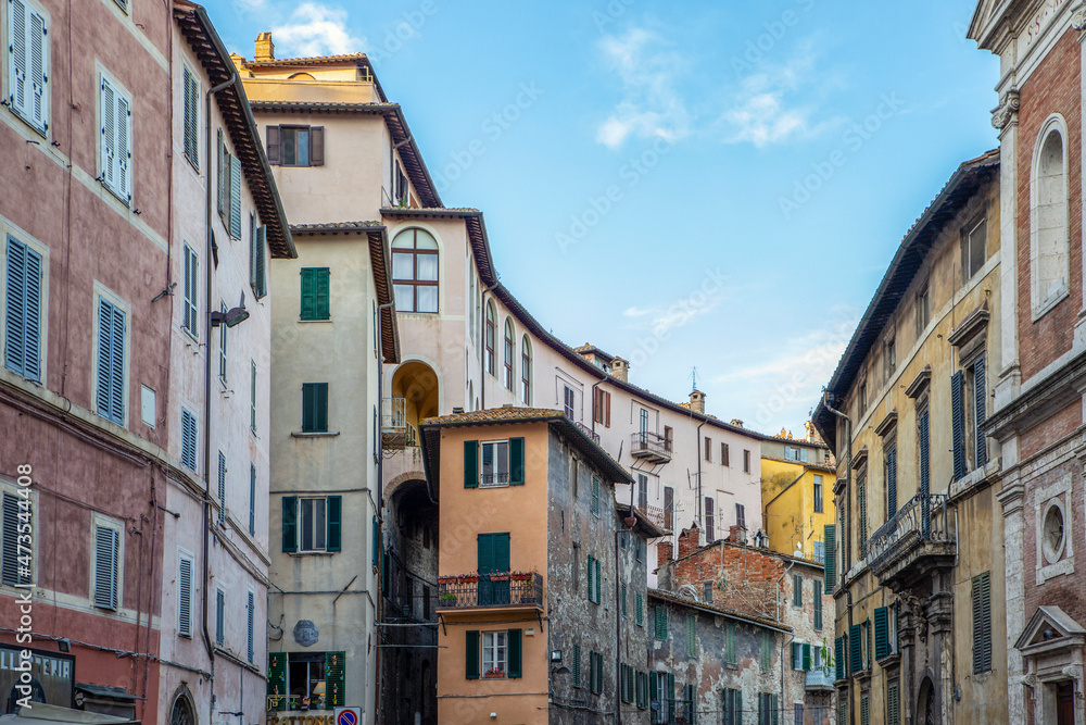 Italy, Province of Perugia, Perugia, Historic old town houses Italy, Province of Perugia, Perugia, Historic old town houses