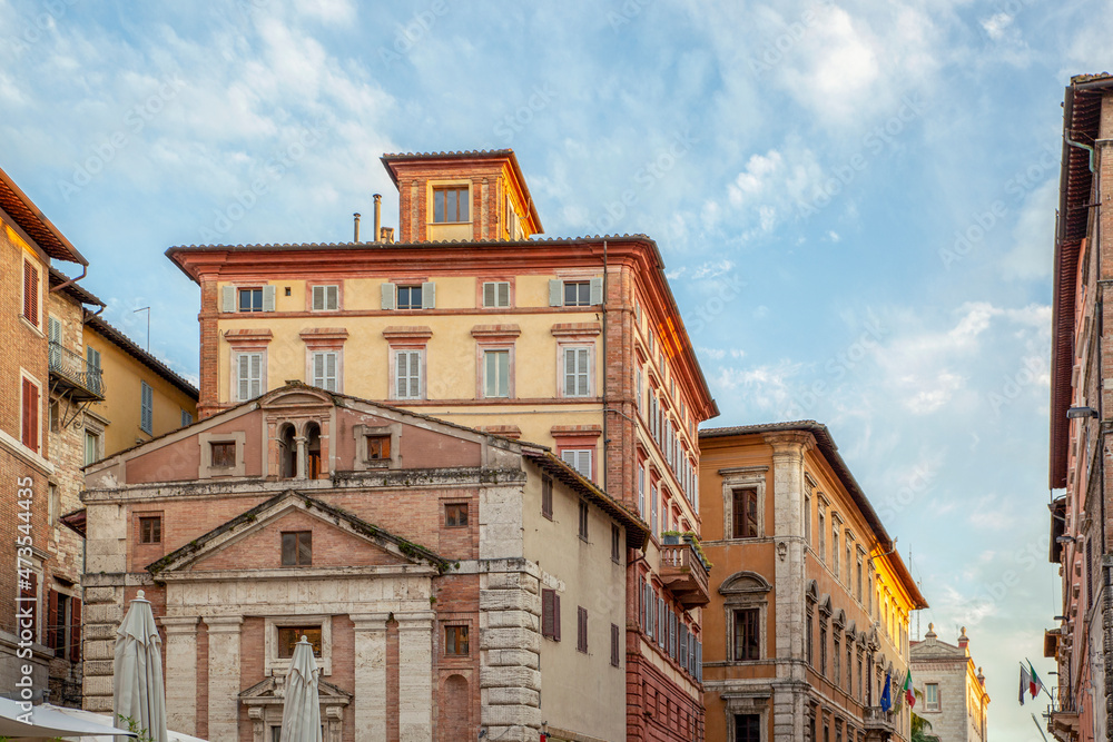 Italy, Province of Perugia, Perugia, Historic old town houses Italy, Province of Perugia, Perugia, Historic old town houses