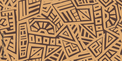 Unique Geometric Vector Seamless Pattern made in ethnic style. Aztec textile print. African traditional design. Creative boho pattern. Perfect for site backgrounds, wrapping paper and fabric design.