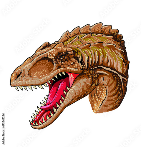 Acrocanthosaurus head drawing  art illustration  vector