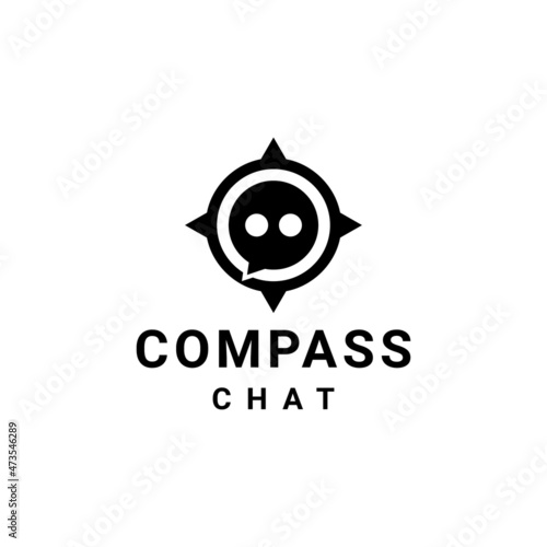 Compass combination with chat icon in background white ,vector logo design editable