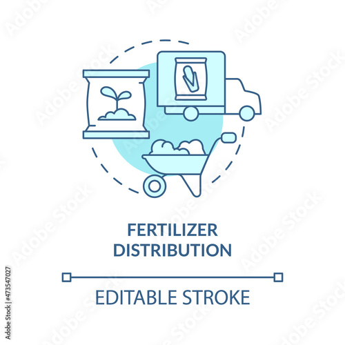 Fertilizer distribution turquoise blue concept icon. Agribusiness providing supplies. Farmers products abstract idea thin line illustration. Vector isolated outline color drawing. Editable stroke