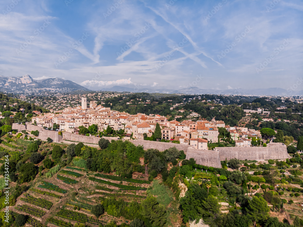 Drone shot from Saint-Paul-de-Vence. Medieval fortified village in the ... - Saint-Paul De Vence