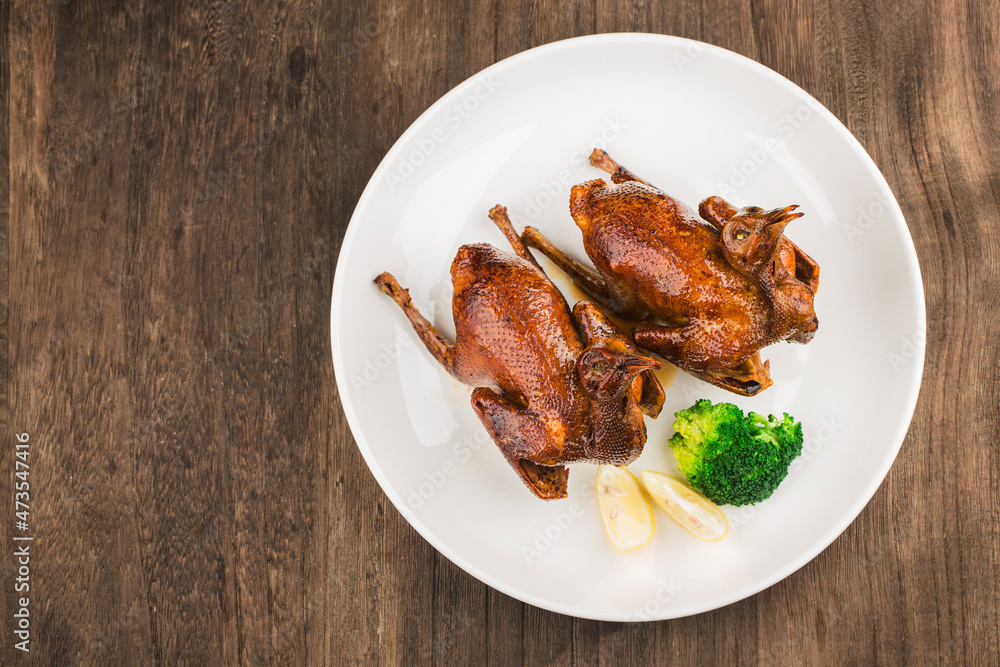Chinese cuisine; Roast pigeon,Crisp baby pigeon, Chinese cuisine; Roast pigeon,Crisp baby pigeon,