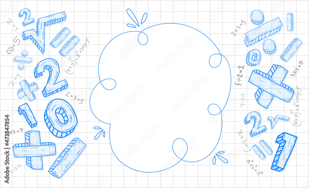 Math background Symbols and Formulas, math objects isolated text space, vector