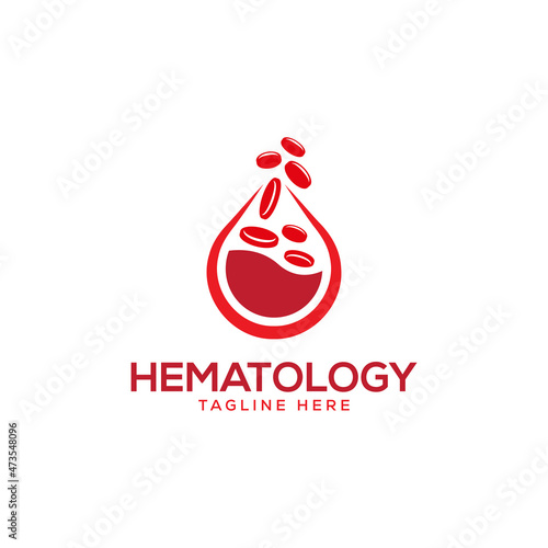 hematology medical blood cell logo design concept vector template photo
