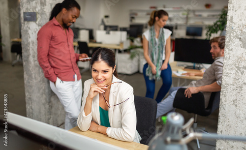 Group of happy business people working as a team at the office on meeting.