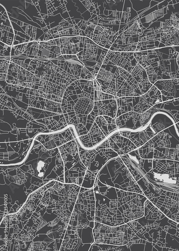 Carta da parati City map Krakow, monochrome detailed plan, vector illustration