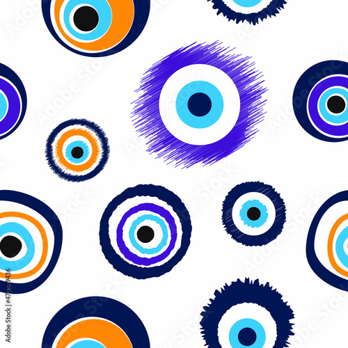Seamless pattern with Nazar amulet for your project