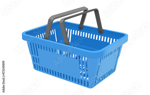 Blue plastic shopping cart isolated on white background. Vector illustration EPS 10.