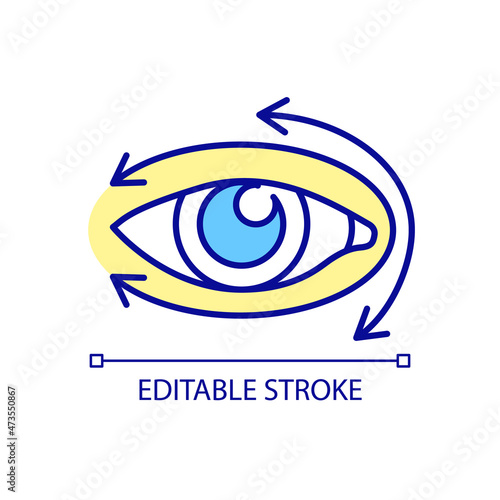 Massage directions for eye RGB color icon. Implementing instruction. Do eyelid massage. Preoperative phase of surgery. Isolated vector illustration. Simple filled line drawing. Editable stroke