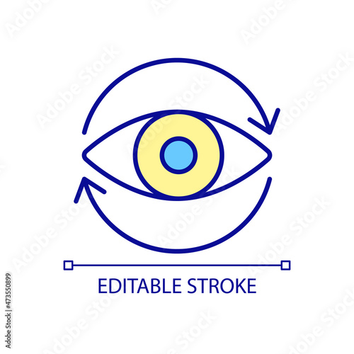 Massage lines for eye RGB color icon. Repeat the process. Ophthalmologist prescription. Preparation before surgical procedure. Isolated vector illustration. Simple filled line drawing. Editable stroke