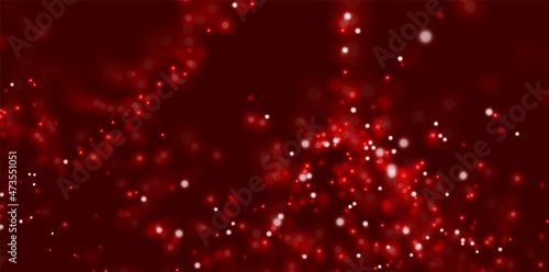 Light bokeh magic background. Red shiny particles effect. Abstract glow liguid sparks. Vector illustration.
