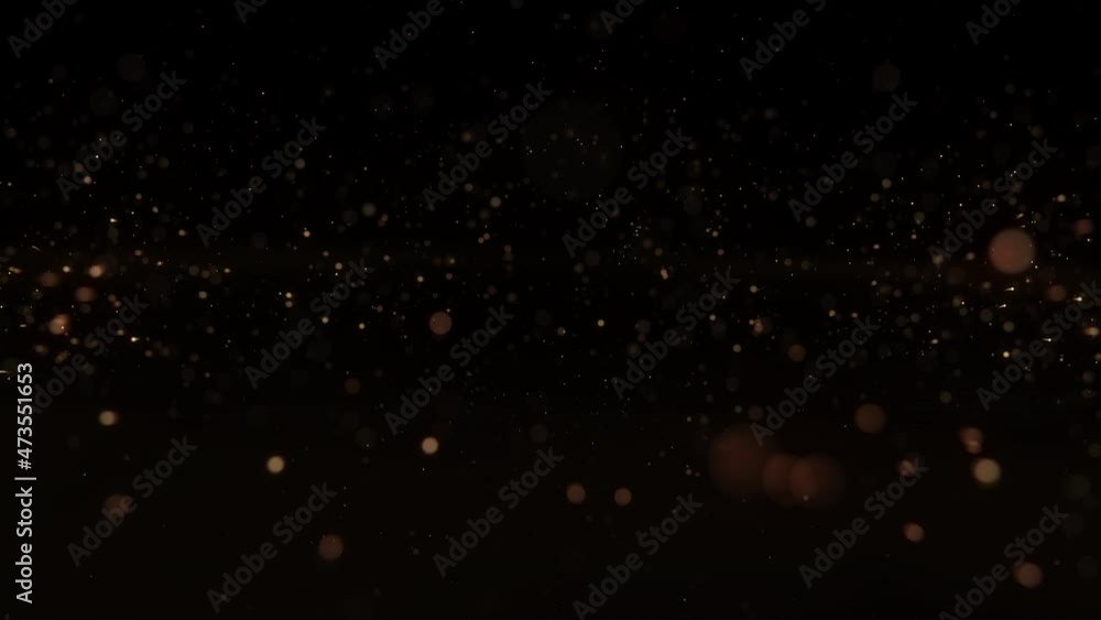 4k Gold Particles Explosion. Xmas Motion Background. Golden glitter particle. Isolated on black. Animated Overlay. 2022 New Year. 
