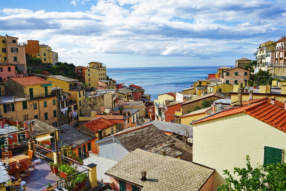 View of the village of Riomaggiore, Cinque Terre, Italy