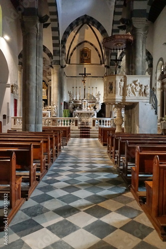 Interior of the church of San Giovanni Battista in Riomaggiore  Cinque Terre  Italy