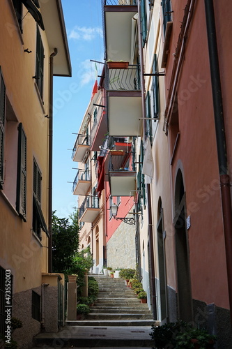 Alley in the village of Riomaggiore, Cinque Terre, Italy