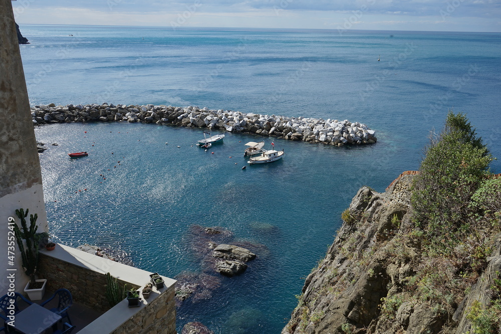 Small port in the village of Riomaggiore, Cinque Terre, Italy