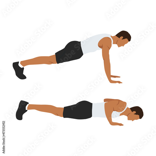 Man character doing push up flat vector illustration isolated on different layers photo