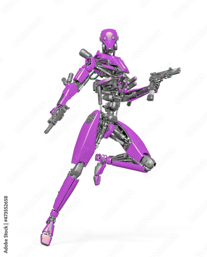 droid soldier is standing up like a super hero in action and holding a pistol droid soldier is standing up like a super hero in action and holding a pistol