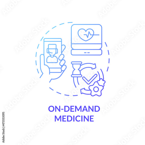 On-demand medicine blue gradient concept icon. Pharmacy orders delivery. Digitization of healthcare service abstract idea thin line illustration. Vector isolated outline color drawing