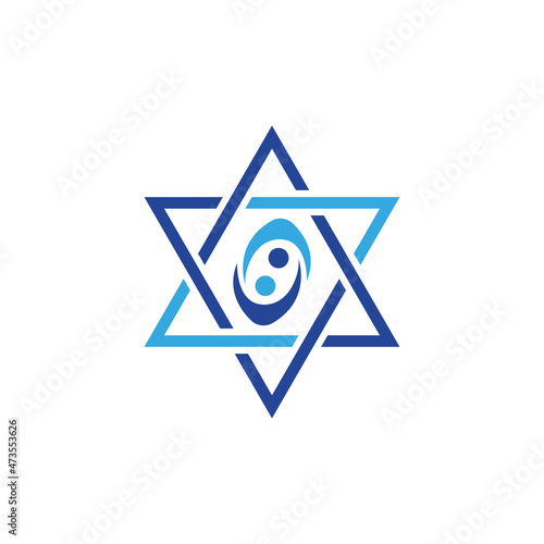 Star of David Judaism religious community logo template vector art