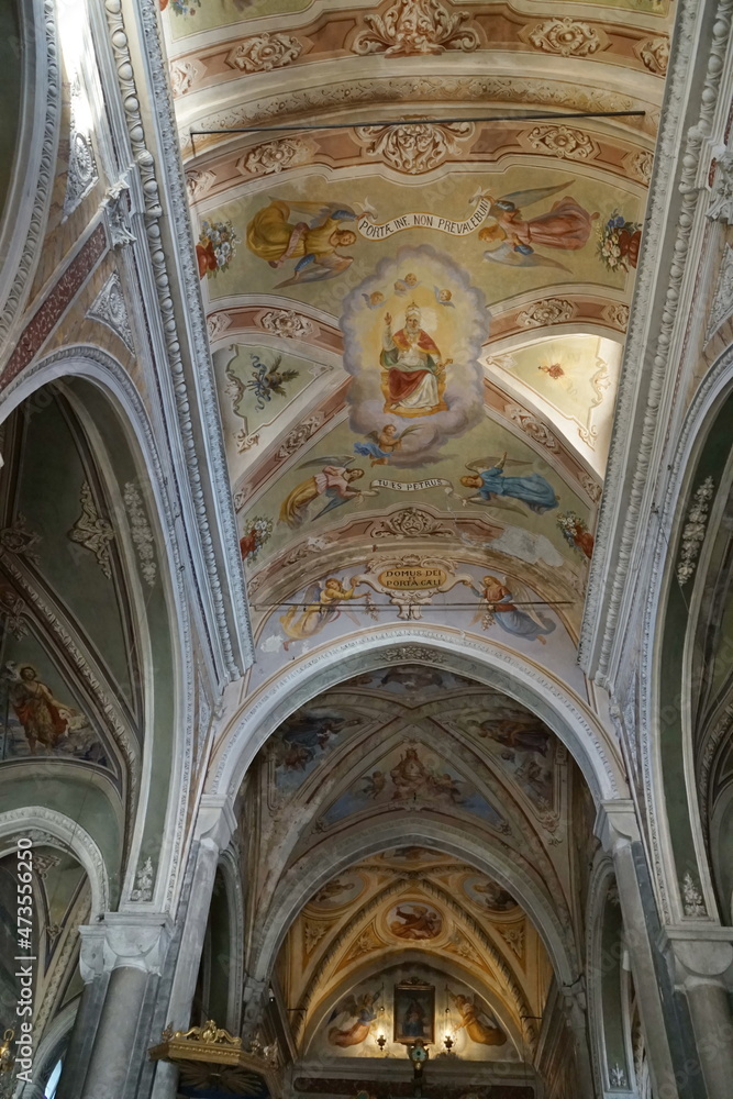 Interior of the church of San Pietro in Corniglia, Cinque Terre, Italy