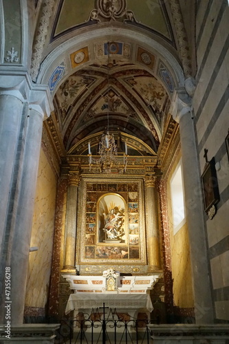 Interior of the church of San Pietro in Corniglia, Cinque Terre, Italy © sansa55