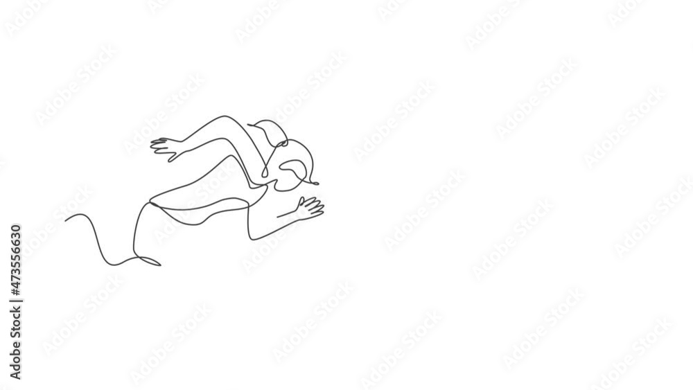 Animated self drawing of one continuous line draw young sporty woman runner focus to train run fast. Health activity sport concept. Full length single line animation for running event promotion poster Animated self drawing of one continuous line draw young sporty woman runner focus to train run fast. Health activity sport concept. Full length single line animation for running event promotion poster