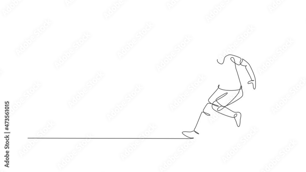 Animation of one line drawing of energetic rugby player training and practicing at field. Full body contact sport concept. Continuous line self draw animated for rugby tournament. Full length motion. Animation of one line drawing of energetic rugby player training and practicing at field. Full body contact sport concept. Continuous line self draw animated for rugby tournament. Full length motion.