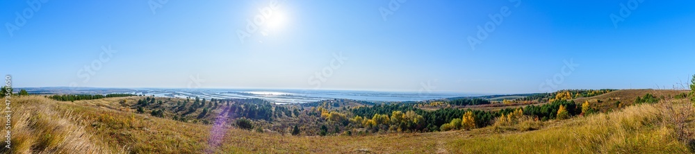 Panorama of the landscape near the Kama river near the village of Zuevy Klyuchi, Karakulinsky district, Udmurt Republic, Russia. Panorama of the landscape near the Kama river near the village of Zuevy Klyuchi, Karakulinsky district, Udmurt Republic, Russia.