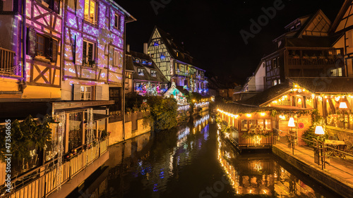 Fototapeta Naklejka Na Ścianę i Meble -  Christmas decorations in Colmar in France on December 4th 2021