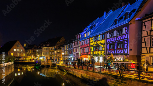 Fototapeta Naklejka Na Ścianę i Meble -  Christmas decorations in Colmar in France on December 4th 2021