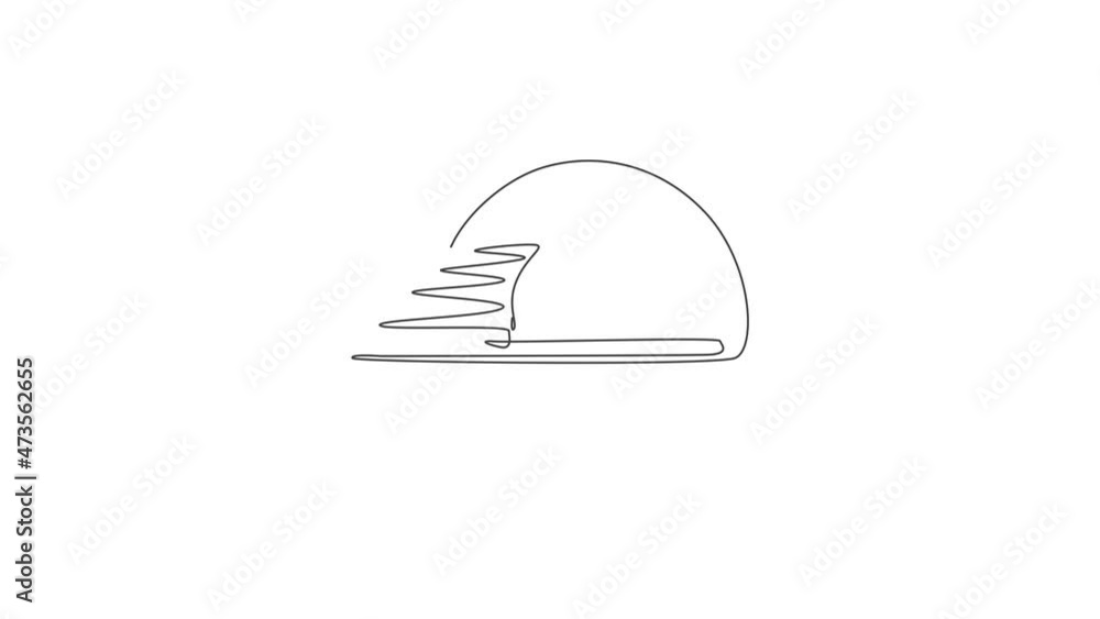 Animated self drawing of single continuous line draw flying cover tray cloche for food delivery service logo label. Restaurant food delivery concept. Full length one line animation illustration. Animated self drawing of single continuous line draw flying cover tray cloche for food delivery service logo label. Restaurant food delivery concept. Full length one line animation illustration.