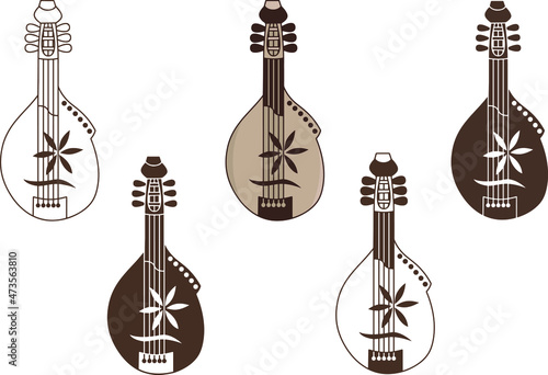 Set of Kobza icon vector illustration sketch 