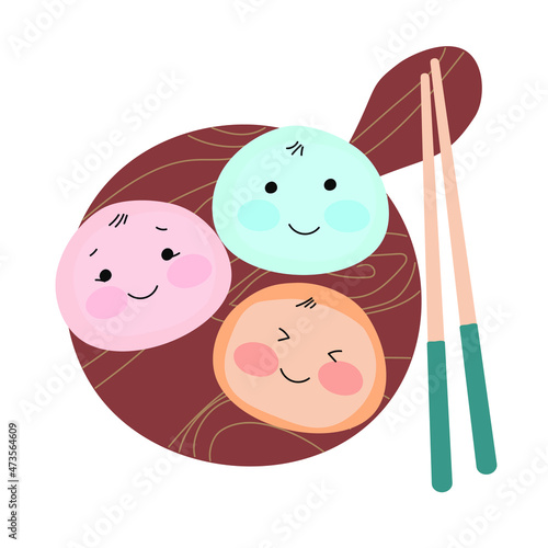 set of cartoon mochi