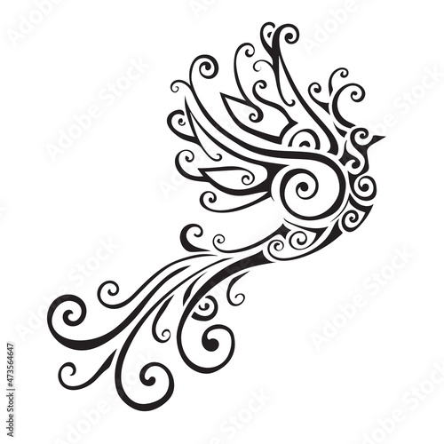 Patterned bird in tattoo style