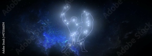 panoramic view of the orion constellation , illustration concept