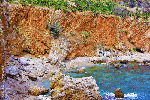 coastal panorama in the zingaro natural reserve cala berretta e cala della disa sicily italy photo