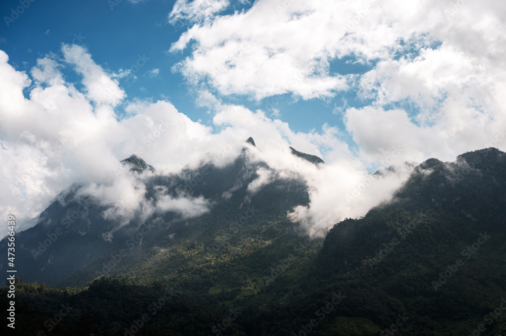 View of clouds covered the Doi Luang Chiang Dao mountain View of clouds covered the Doi Luang Chiang Dao mountain