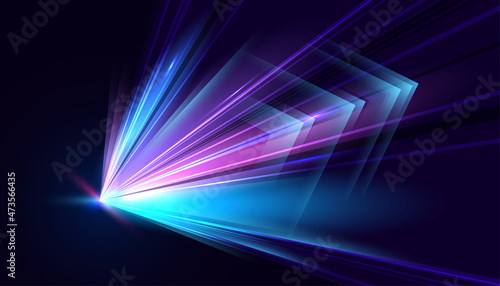 Modern abstract high-speed movement. Dynamic motion light and fast arrows moving on dark background. Futuristic, technology pattern for banner or poster design.