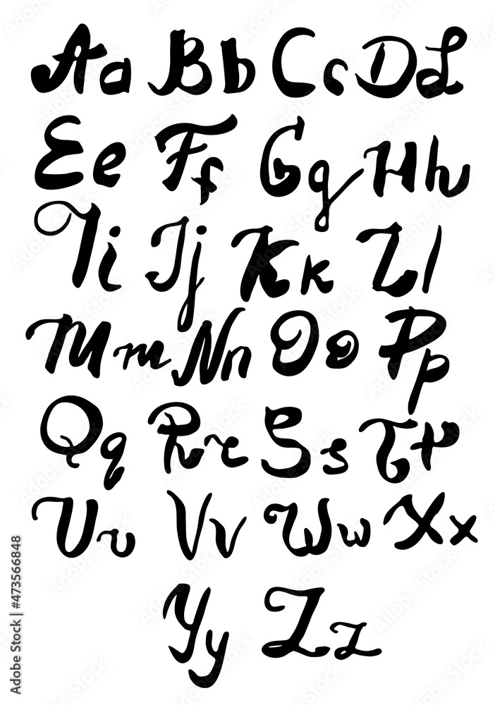 Vector handwritten brush lettering alphabet. Set of letters. Vector handwritten brush lettering alphabet. Set of letters.