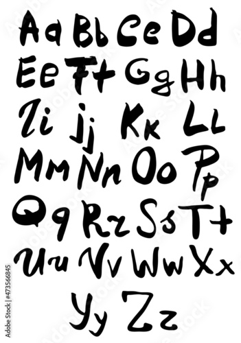 Vector handwritten brush lettering alphabet. Set of letters.