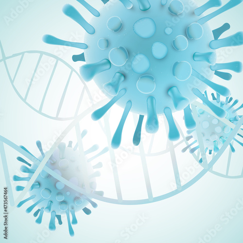 Omicron variant Covid 19 and genetics - coronavirus sars cov 2 - blue design photo