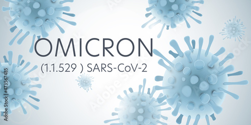 Omicron variant Covid 19 banner - coronavirus sars cov 2 - blue design photo