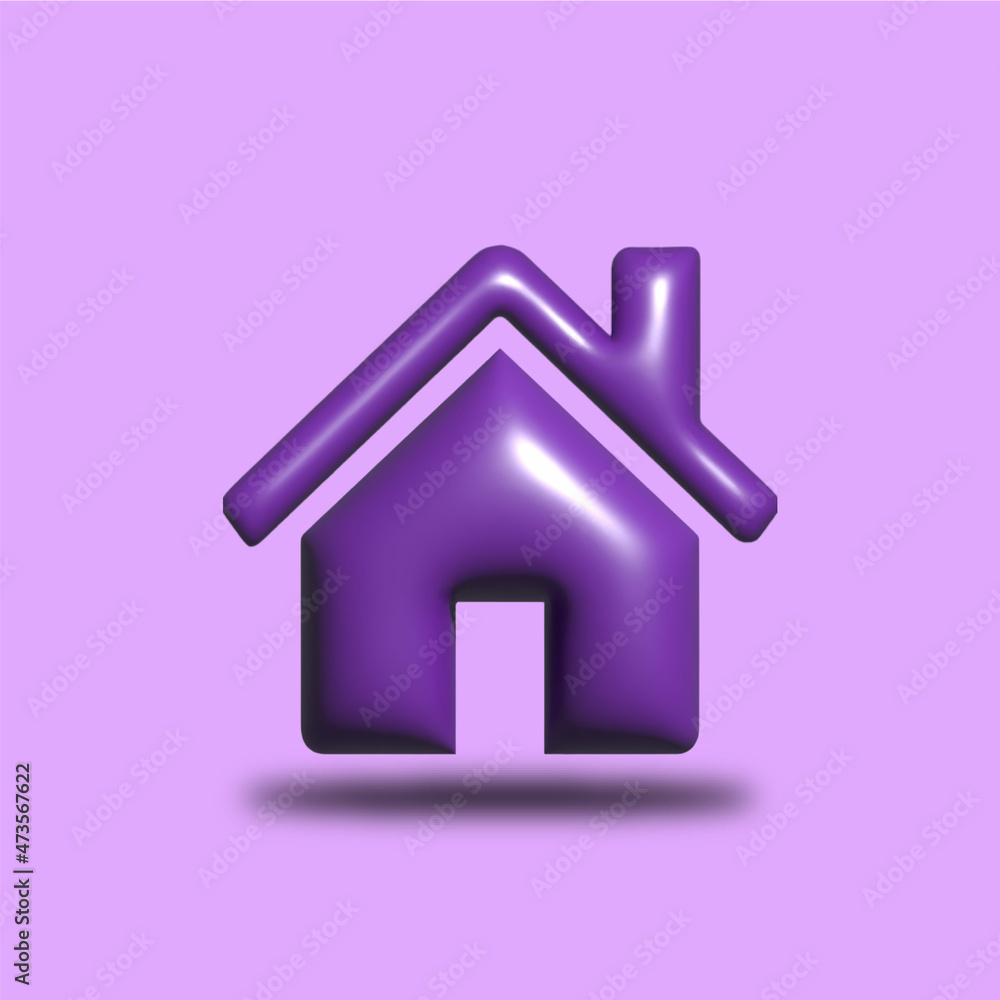 icon purple home vector 3d illustration concept icon purple home vector 3d illustration concept